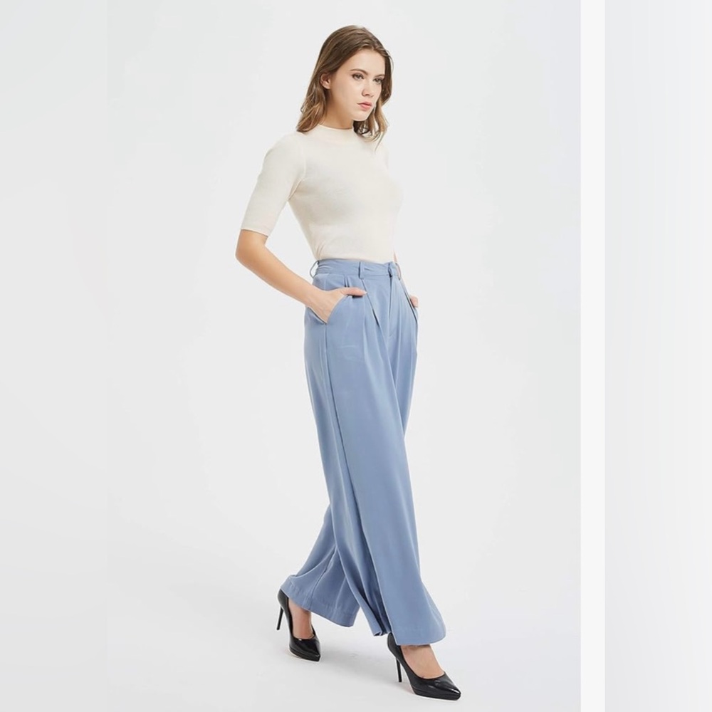 Tronjori Women High
Waist Casual Wide pants size s